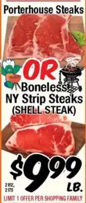 Western Beef Porterhouse Steaks OR Boneless NY Strip Steaks (SHELL STEAK) offer