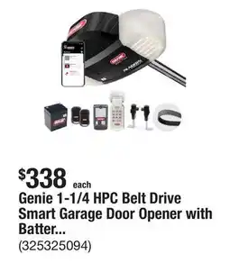 The Home Depot Genie 1-1/4 HPC Belt Drive Smart Garage Door Opener with Battery Backup and LED offer