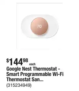 The Home Depot Google Nest Thermostat - Smart Programmable Wi-Fi Thermostat Sand and Nest Thermostat Trim Kit Snow offer