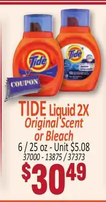 Jetro TIDE Liquid 2X Original Scent or Bleach offer