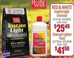 Jetro RED & WHITE Instant Light Charcoal, 6/6.7 lb - Charcoal Lighter Fluid, 12/32 oz offer