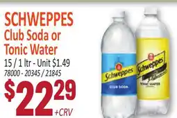 Jetro SCHWEPPES Club Soda or Tonic Water offer