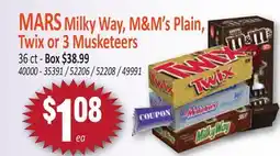Jetro MARS Milky Way, M&M's Plain, Twix or 3 Musketeers offer