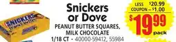 Jetro Snickers or Dove PEANUT BUTTER SQUARES, MILK CHOCOLATE offer