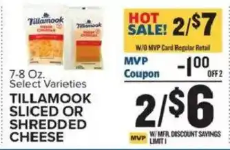 Food Lion Tillamook sliced or shredded cheese offer