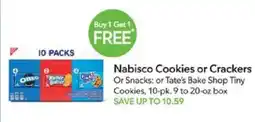 Publix Nabisco Cookies or Crackers or Snacks; or Tate's Bake Shop Tiny Cookies offer