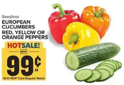 Food Lion Seedless European Cucumbers Red, Yellow Or Orange Peppers offer