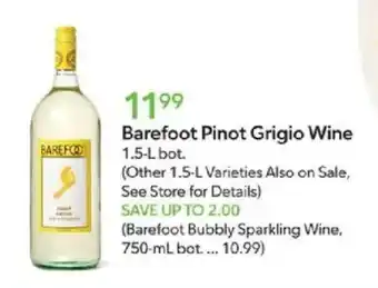 Publix Barefoot Pinot Grigio Wine offer