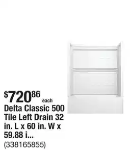 The Home Depot Delta classic 500 tile left drain offer