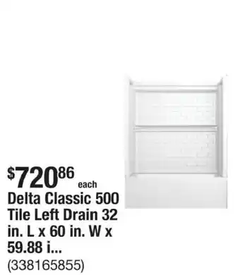 The Home Depot Delta classic 500 tile left drain offer