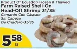 Presidente Product Of Ecuador/Frozen & Thawed Farm Raised Shell-On Head-Off Shrimp 31/35 offer