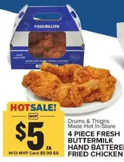 Food Lion Food Lion 4 Piece Fresh Buttermilk Hand Battered Fried Chicken offer