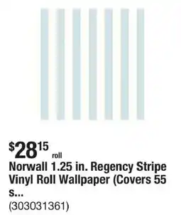 The Home Depot Norwall regency stripe vinyl roll wallpaper offer