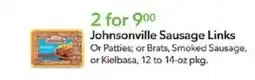 Publix Johnsonville sausage links or patties; or brats, smoked sausage, or kielbasa offer