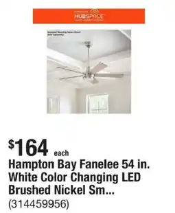 The Home Depot Hampton Bay Fanelee 54 in. White Color Changing LED Brushed Nickel Sm... offer