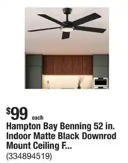 The Home Depot Hampton Bay Benning 52 in. indoor matte black downrod mount ceiling f.. offer