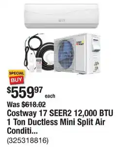 The Home Depot Costway 17 SEER2 12,000 BTU 1 Ton Ductless Mini Split Air Conditioner offer