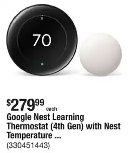The Home Depot Google Nest Learning Thermostat (4th Gen) with Nest Temperature offer