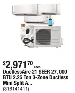 The Home Depot Ductlessaire 21 seer 27,000 btu 2.25 ton 3-zone ductless mini split a... offer