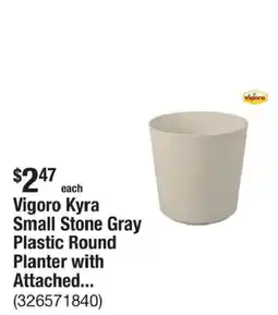 The Home Depot Vigoro Kyra Small Stone Gray Plastic Round Planter with Attached... offer