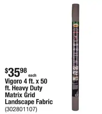 The Home Depot Vigoro heavy duty matrix grid landscape fabric offer