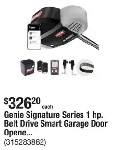 The Home Depot Genie Signature Series 1 hp. Belt Drive Smart Garage Door Opener offer