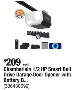 The Home Depot Chamberlain 1/2 Hp Smart Belt Drive Garage Door Opener offer