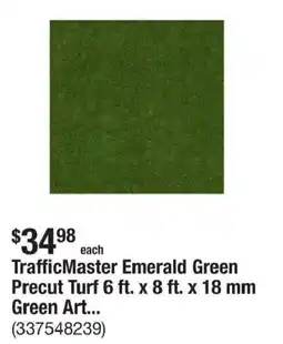 The Home Depot Trafficmaster emerald green precut turf offer