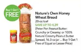 Publix Nature's Own Honey Wheat Bread offer