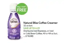 Publix Natural bliss coffee creamer offer