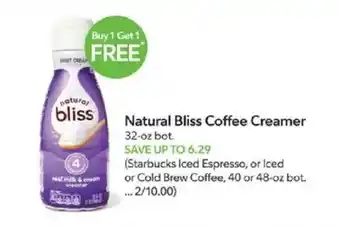 Publix Natural bliss coffee creamer offer