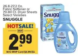 Food Lion Snuggle Fabric Softener or Dryer Sheets offer