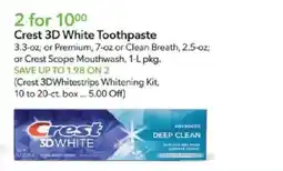 Publix Crest 3D White Toothpaste offer