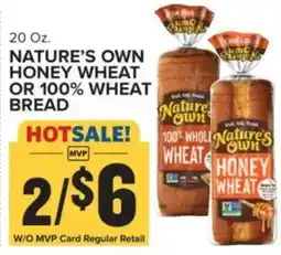 Food Lion Nature's Own Honey Wheat or 100% Wheat Bread offer
