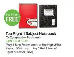 Publix Top Flight 1 Subject Notebook or Composition Book, each offer