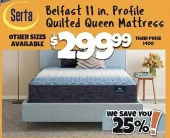 Serta belfast 11 in. profile quilted queen mattress