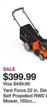 Tractor Supply Company Yard Force 22 in. Self Propelled RWD Lawn Mower offer