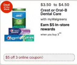 Walgreens Crest or Oral-B Dental Care offer