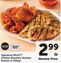 Vons Signature Select Chicken Boneless Skinless Breasts or Wings offer