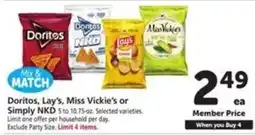 Vons Doritos, Lay's, Miss Vickie's or Simply NKD offer