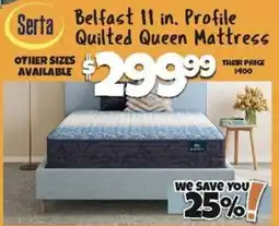 Big Lots Serta belfast 11 in. profile quilted queen mattress offer