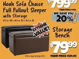 Big Lots Noah Sofa Chaise Full Pullout Sleeper with Storage offer