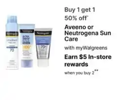 Walgreens Aveeno or Neutrogena Sun Care offer