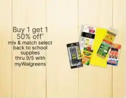Walgreens myWalgreens back to school supplies offer