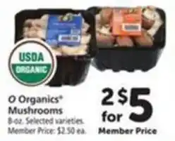 Vons O Organics Mushrooms offer