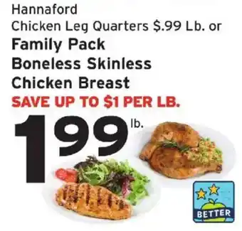 Hannaford chicken leg quarters or family pack boneless skinless chicken breast