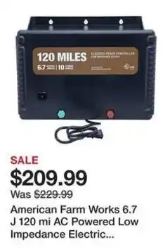 Tractor Supply Company American Farm Works 6.7 J 120 mi AC Powered Low Impedance Electric offer