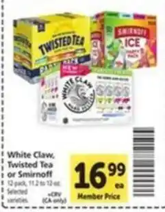Vons White Claw, Twisted Tea or Smirnoff offer
