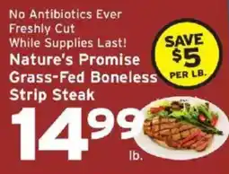 Hannaford Nature's Promise Grass-Fed Boneless Strip Steak offer