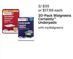 Walgreens Walgreens Certainty Underpads offer